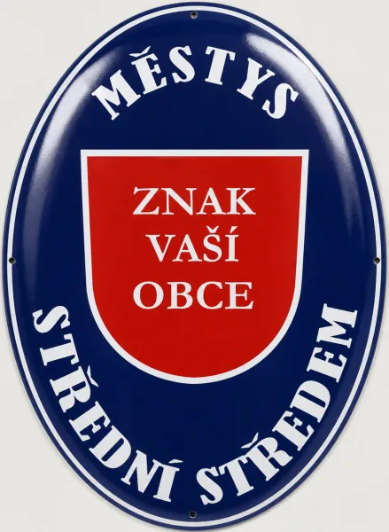 Smaltovaná cedule se znakem obce O12-obec 2